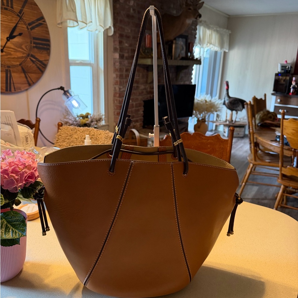 Tory Burch Brown Tote with Black Straps